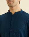 Teal Blue Chikankari Kurta Set with Sequin Work